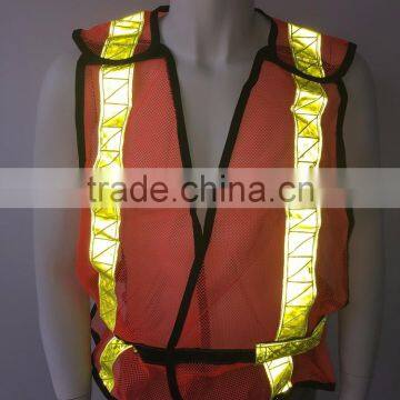 Hi Viz Orange Mesh PVC Reflective Tape Roadway Safety Vest for Canada