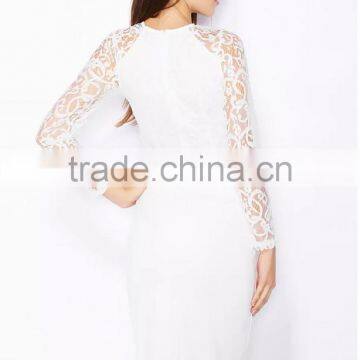 High Quality Wholesale China Factory Trendy Style Long Sleeve Summer Lace Midi Dress photo-3
