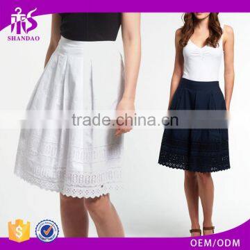 2017 Hot Sale Guanmgzhou Shandao New Arrivals Casual Wear Women Summer Knee Length A Line White Rayon Different Types Of Skirts