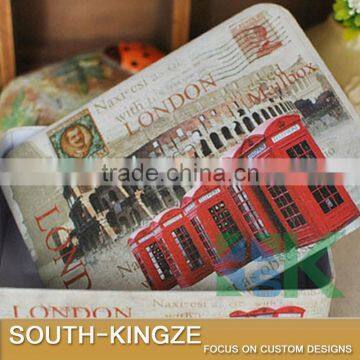 London Colorful Printing Post Card Storage Square Cubid Shape Iron Box photo-4