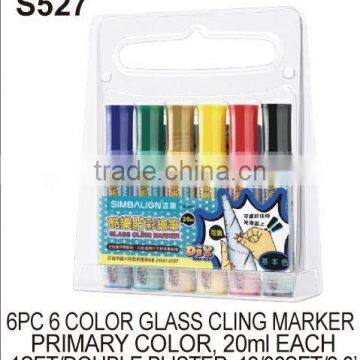 FOR CRAFT (S527) 6 PCS 6 COLORS GLASS CLING MARKER SET