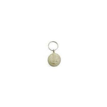 Zinc alloy Fashion coin metal keychains with pearl nickel plated for souvenir and gifts