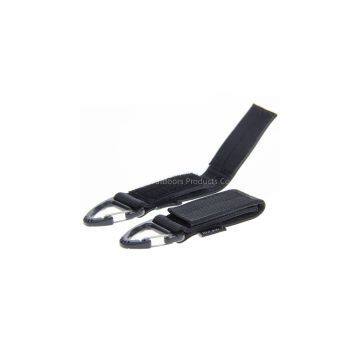 Black nylon hook and loop quickdraw accessories used in bag, belts, keys
