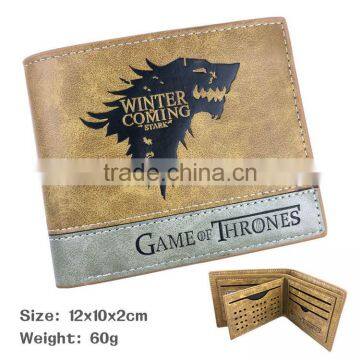 Good quality man's game of thrones anime pu leather cheap wallets