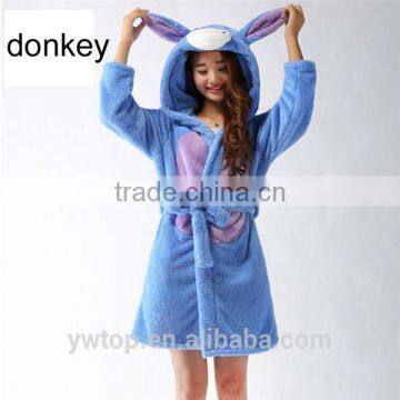 Winter ladies Coral Velvet Flannel bath robe Cartoon Homewear With Hat Pyjama Sleepwear Pajamas for women