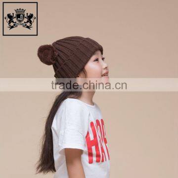 Factory Direct Rabbit Fur Removable Fur Bobble Winter Double Pom Crochet Kids Hat photo-5