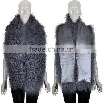 YR329 Customize Size Lots of Colors Real Mongolia Fur scarf Tibet lamb Fur Shawl