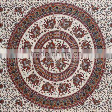 Jaipuri Bandhej Elephant Cotton Mandala Tapestry For USA photo-3