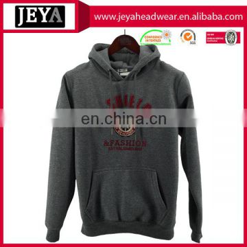 Applique embroidery high quality grey men jersey cotton soft warmed grey hoodies