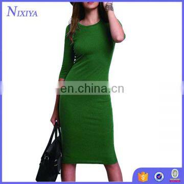 Women's Dark Blue Princess Line Round Neck Sporty Knit Dress