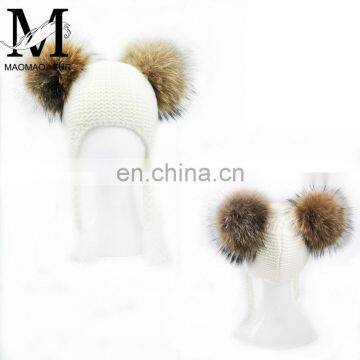 2017 Hot Selling Cheap Cute Winter Hat Two Poms Beanie Baby Girls Pink Fur Hat photo-6