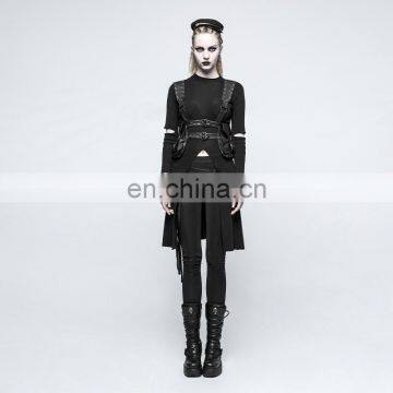 Punk Rave Gothic Black Chest Harness-top With Pockets S-217 photo-4