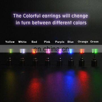9 Colors Christmas Light Up LED Earrings Studs Flashing Blinking Earrings Dance Party Accessories Unisex for Men photo-5