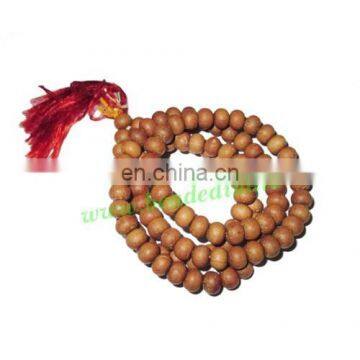 White Sandal Wood Beads Mala, Holy Wood Beads-Seeds String (mala), size: 7mm