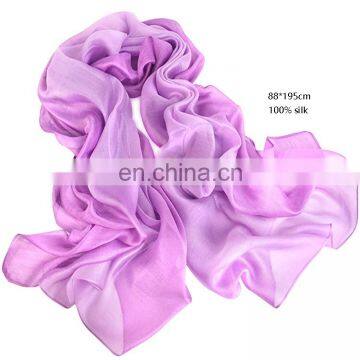 New Arrival Pure color 43% natural silk 57% polyester Gradient scarves With 4 Sides Gold Thread