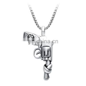 Fashionable New Black Enemal Revolver Shape Pendant Latest Design Slivery Plated Chain Necklace