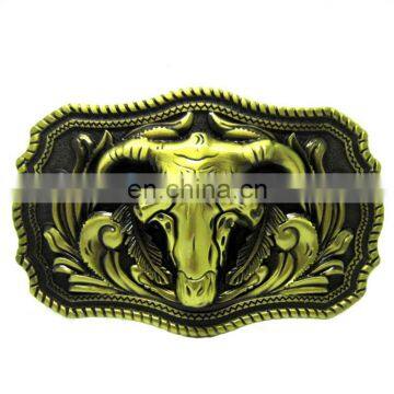 Antique bronze goat head design cheap custom belt buckles with rhinestone