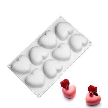 Free Sample Food Grade Heat resistant Nontoxic Silicone Cake Mold Baking Mousse Pudding Mold Tool 8holes Love Shape