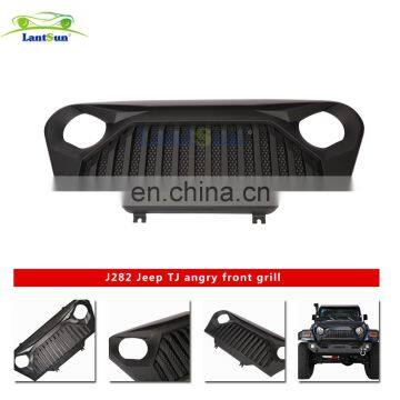 J282 Lantsun Matte Black Front Gladiator Grille Vader Grill w/ Mesh Inserts for 1997-2006 J eep Wrangler TJ