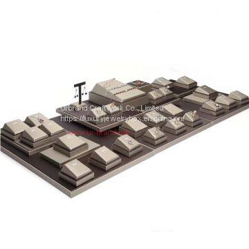 Luxury Design Wooden Jewelry Display In Brown Color With High End PU leather Urbrand