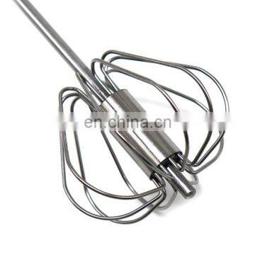 Kitchen Utensil Stainless Steel Egg Whisk Semi Automatic Egg Beater