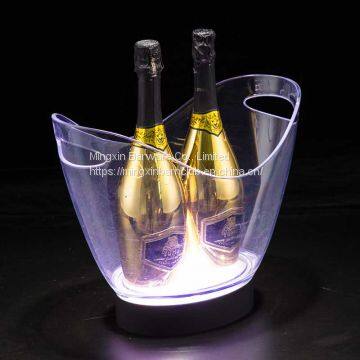 Stainless Steel Double Wall Ice Bucket for 6 Champagne Bottles8L Boat Shape LED Ice Bucket  LED Ice Bucket   beer ice bucket for sale  champagne ice bucket