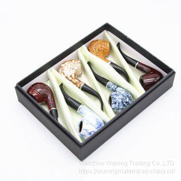 255mm Length Short Wooden Resin Medium Tobacco Pipe With Multi-color Round Head for Smoking photo-5