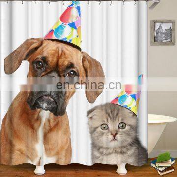 I@home Ready Made Mildew Resistant 3d Digital Dog Printed Waterproof Shower Curtain Bathroom photo-3