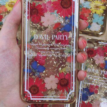 Golden Edge Epoxy Phone Case Flower Phone Case Floral Mobile Cover photo-5
