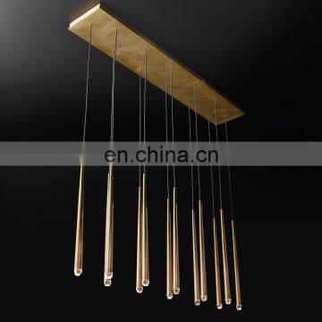 Luxury Round Linear Solid Brass Crystal Chandelier Pendant Lamp photo-4