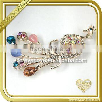 Cheap peacock hijab lots rhinestone crystal costume brooches in bulk wholesale FB-054