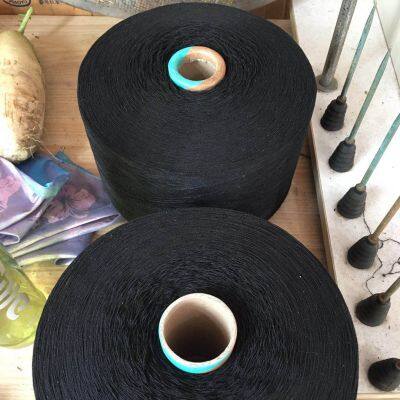 Keshu Factory Recycled/Regenerated cotton and polyester open end color dyed yarn for gloves 10s black yarn