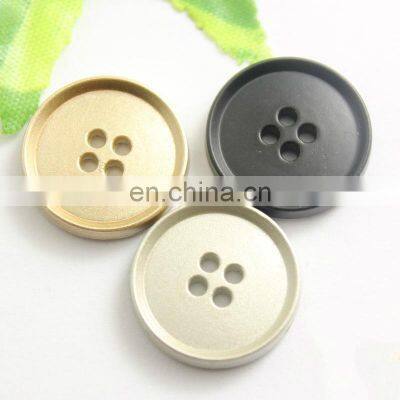 New Design Decorative Round Sewing 20 Mm Black Alloy Metal Button 4 Hole