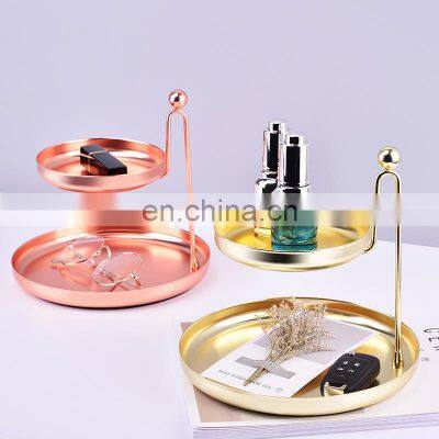 Storage Trays Hotel Bedside 2 3 Tiered Wedding Perfume Trinket Table Metal Organizer Rose Gold China Vanity Jewelry