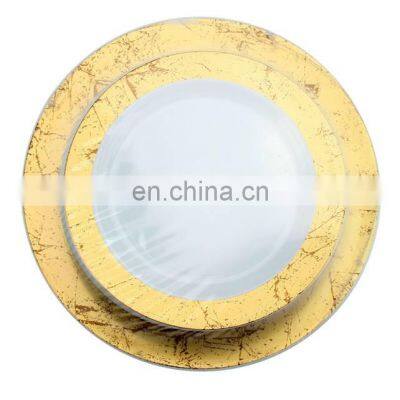 Best selling 7 / 10 inch Round Gold Rim Plastic Plate