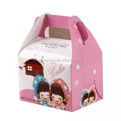 white cardboard paper cupcake box with handle