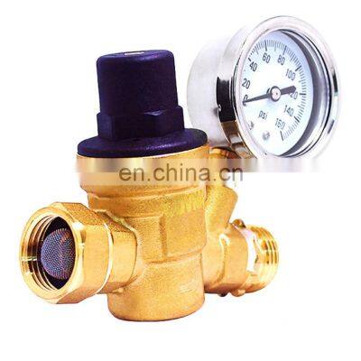 Cost effective DN15 1/2 inch 2 Way 12VDC  Brass Water RV Pressure Reducing Valve With Gauge