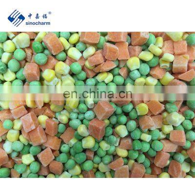 Sinocharm BRC A Approved Frozen Vegetable Frozen Mix Vegetable Carrot Corn Green Peas For Easy Cook