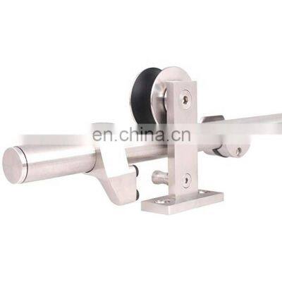 Heavy Duty Nickel Brushed Stainless Steel Sliding Barn Door Hardware For Wood Door