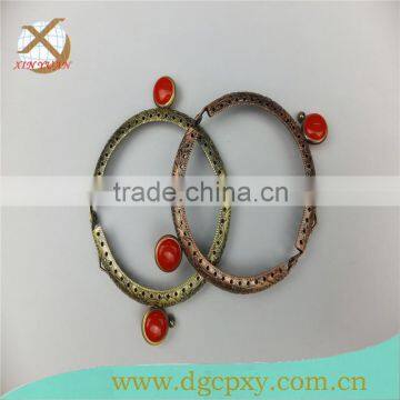 DIY LOVE Flower Print Decoration Antique Brass Sewing Metal Purse Frames Red Kiss Clasp photo-3