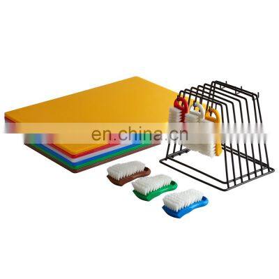 High end good quality colorful eco friendly plastic pe vegetable meat black cutting board with smooth edge