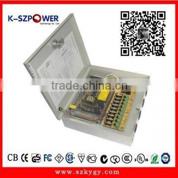 2015 K-74 12V 5A 9CH cctv switching power supply box with Key and CE UL