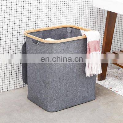 Storage Fabric Waterproof Bathroom Foldable Collapsible Cloth Hamper Grey Fabric Basket Organizer for Laundry Home Center photo-4