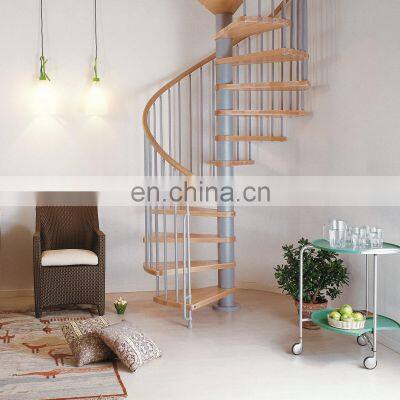 Apartment S.s.304 Stainless Steel Spiral With Wooden Floating Staircase photo-3