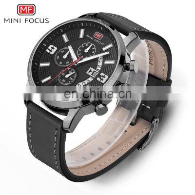 MINI FOCUS MF0025G New Fashion Chronograph Luxury Brand Army Military Sports Male Analog Watches Men Quartz Casual Leather Band photo-4