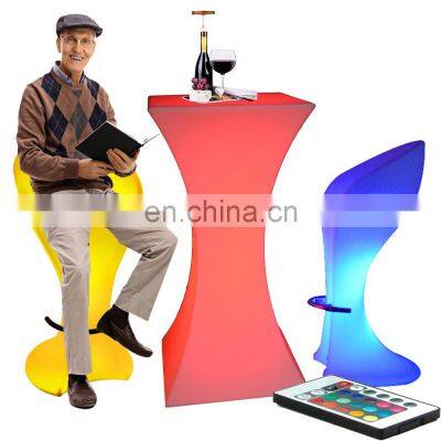 nightclub led patio bar table portable luminaire outdoor high top cocktail led bar furniture table and chairs with stools