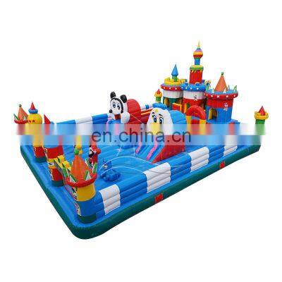 kids inflatable amusement park, jumping bouncer slide with obstacle course and inflatable maze