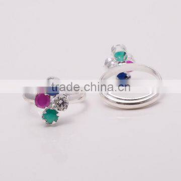 MULTI-STONE TOE RING sterling silver jewelry wholesale,WHOLESALE SILVER JEWELRY,SILVER EXPORTER,SILVER JEWELRY FROM INDIA