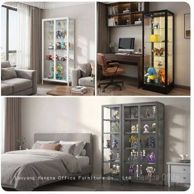 Modern Living Room Glass Storage Cabinet | With Built-in LED Strips for Home Decor | OEM Manufacturer photo-2