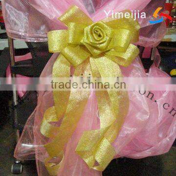 yellow metallic ployester gift ribbon bow